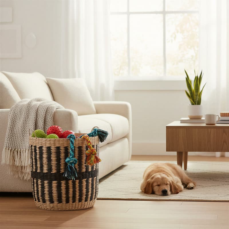 Cattail and Paper Pillar Basket