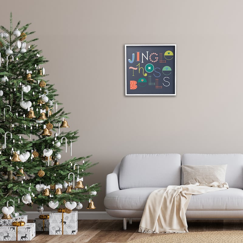 Stupell Eclectic Jingle Bells Phrase Framed Giclee Art Design By Sazerelli Designs
