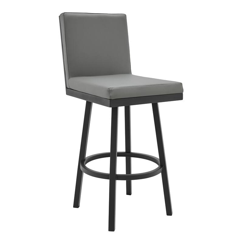 30" Modern Kitchen Swivel Bar Stool with Faux Leather Upholstery Seat and Iron Frame - 44”H x 19”W x 23”D