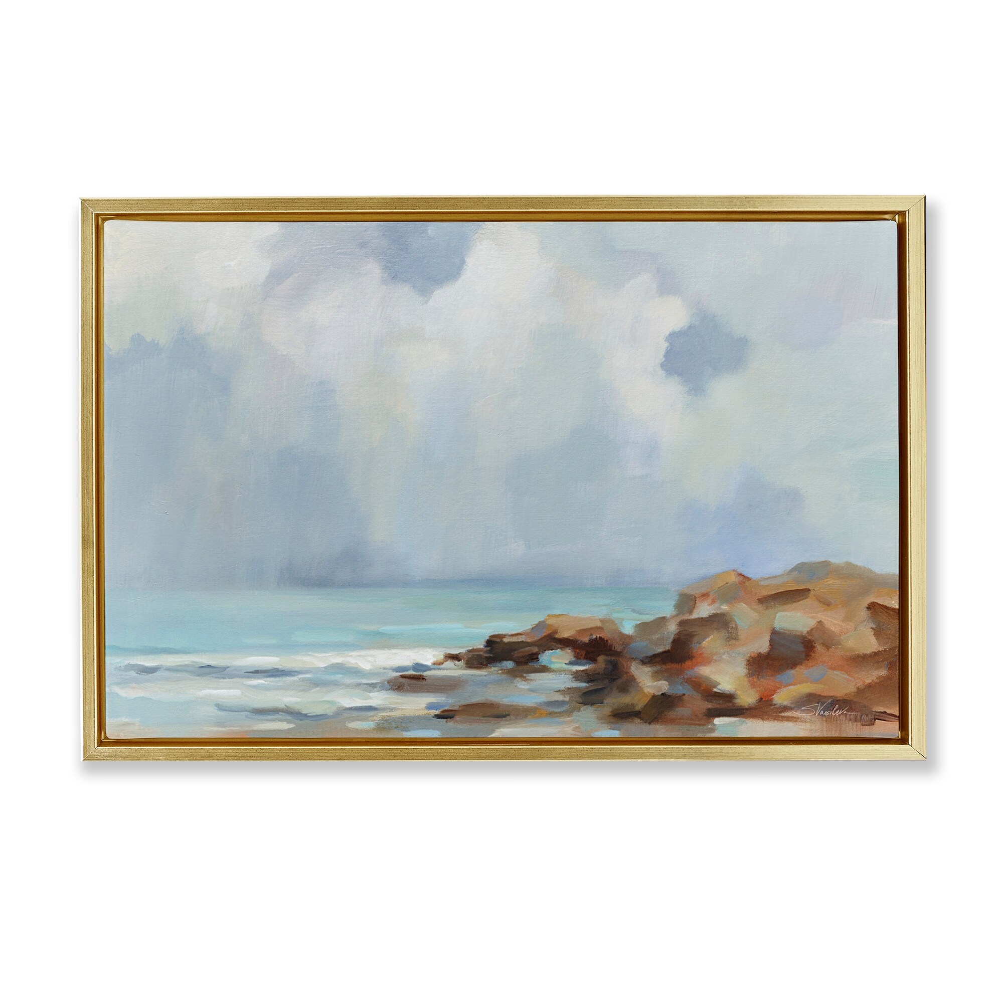 Stupell Morning at Stone Beach Framed Floater Canvas Wall Art Design By Silvia Vassileva