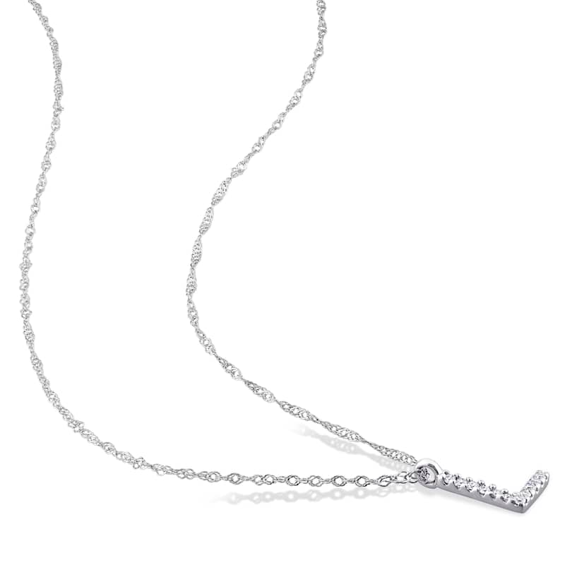 Miadora 14k White Gold Diamond Accent L Initial Necklace