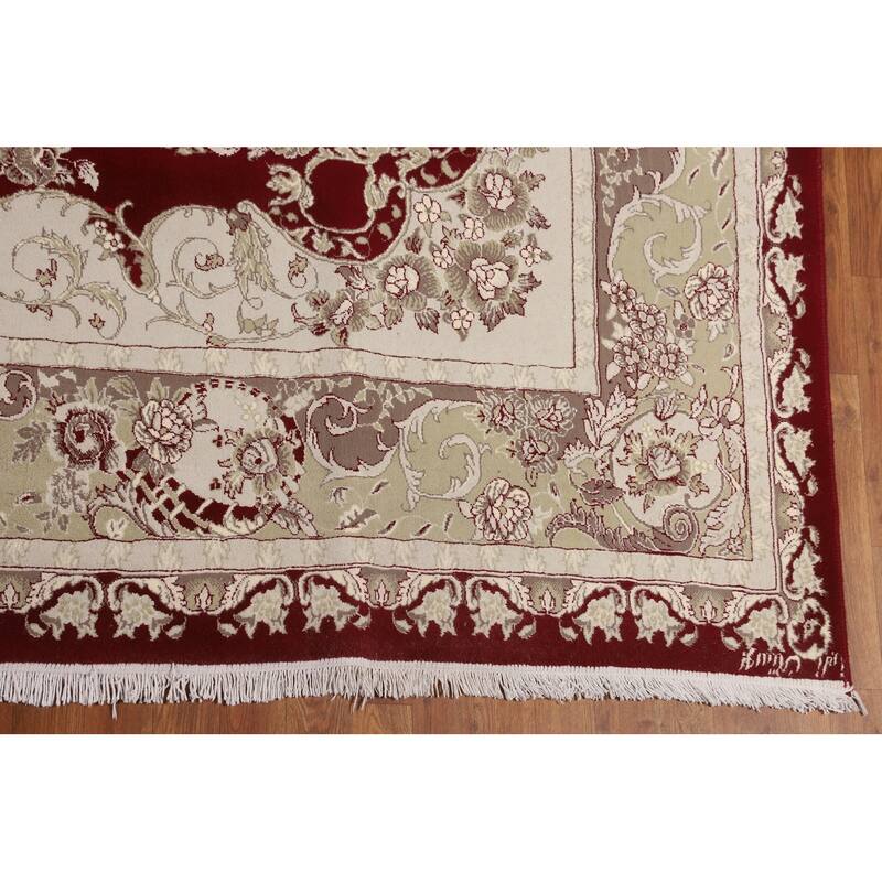 Victorian Style Tabriz Turkish Area Rug Medallion Machine Made Carpet - 9'9" x 13'5"