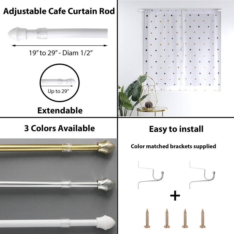 Cafe Curtain Rod Adjustable - Diam 1/2 in