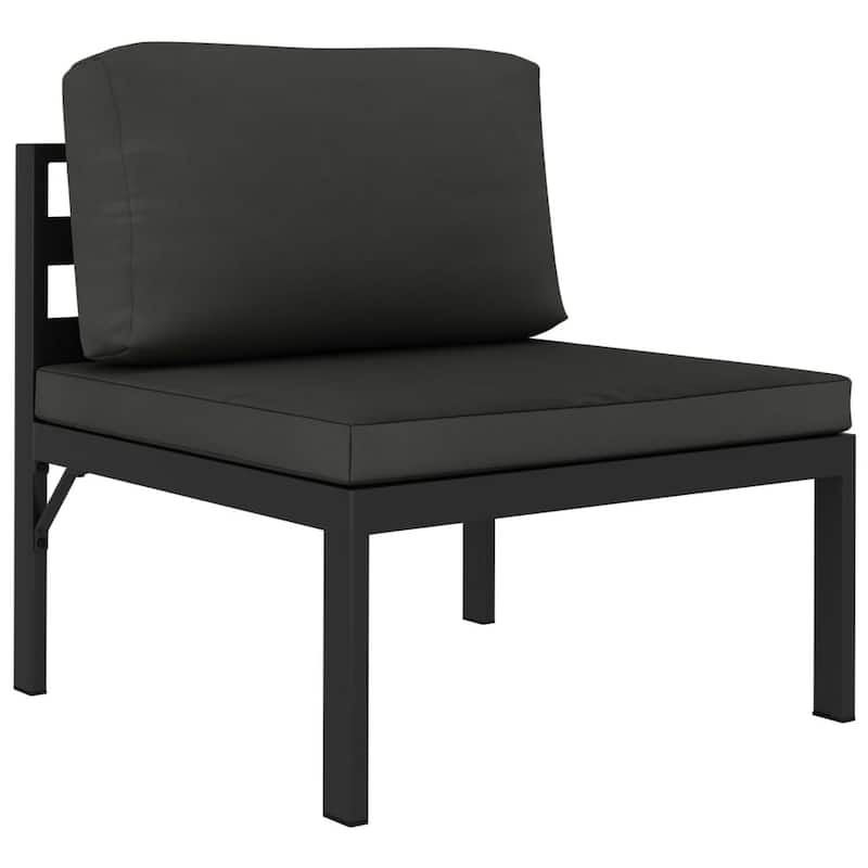 Shina 5pc Outdoor Modular Sofa Set with Table, Gray Metal, Polyester
