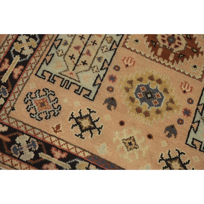 Hand-knotted Traditional Wool Peach Geometric Oriental Area Rug - 5' 10'' X 4' 0''