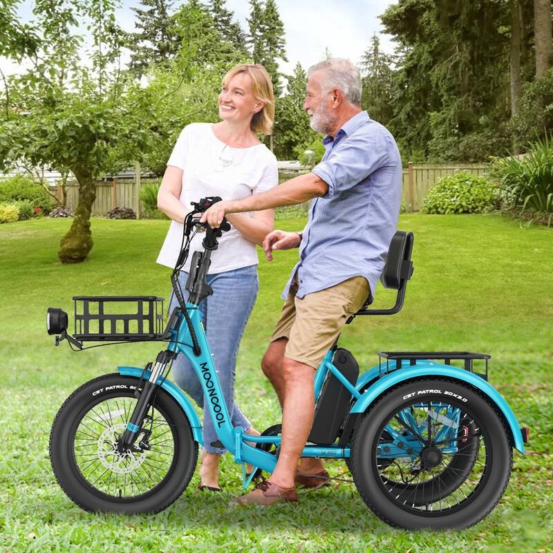 Folding Electric Tricycle for Adults, w/ Basket and Removable Battery