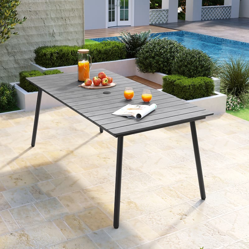 VredHom Outdoor Patio Aluminum Dining Table - Grey-70inches