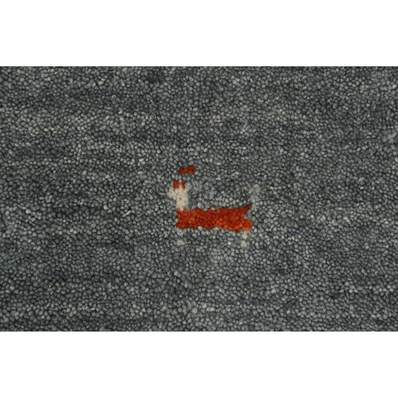 Hand Knotted Oriental 100% Wool Carpet Tribal Animal Pictorial Greys & Charcoal Gabbeh Area Rug - 8' 8'' X 5' 10''