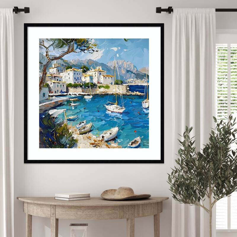 Blue Mediterranean Sea Mallorca by Elena Avanesova Wood Framed Wall Art Print - Svelte Noir Black