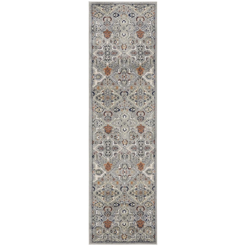Nourison Allur Contemporary Boho Floral Medallion Area Rug - 2' 3" x 7' 6" - Grey