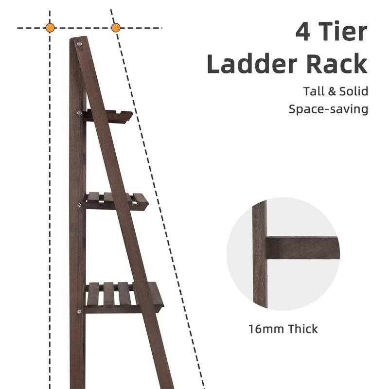 ARTLOGE Ladder Shelf,4-Tier Bookshelf, Storage Rack, Plant Rack Living Room, Home Office, Kitchen, Bedroom, Industrial Style