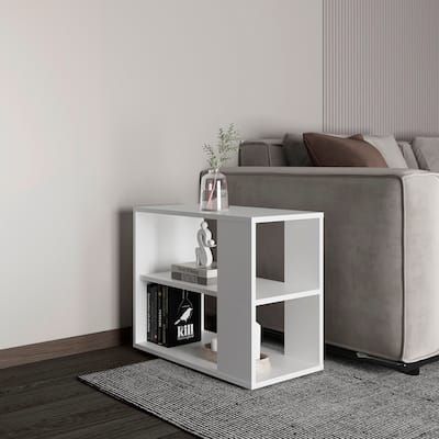 Modern Aesthetic Sideboard Table, 4 Legs, 2 Shelves,Easy Assembly,FSC Certified CPSIA Compliant