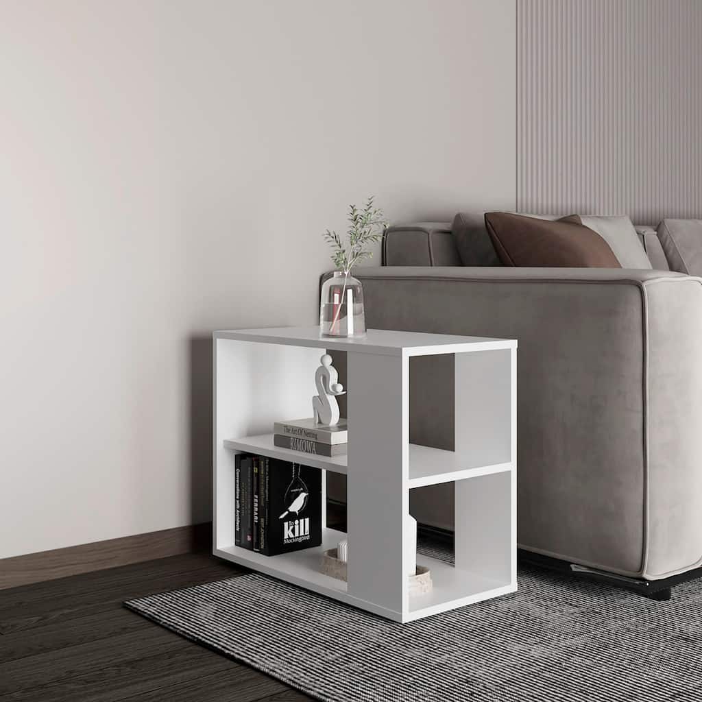 Modern Aesthetic Sideboard Table, 4 Legs, 2 Shelves,Easy Assembly,FSC Certified CPSIA Compliant