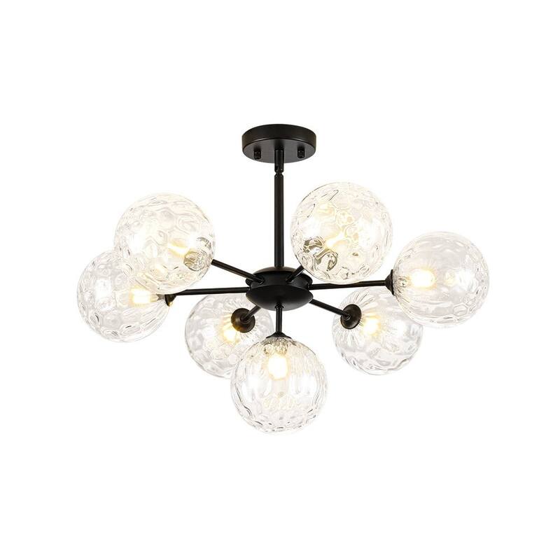 Contemporary Water Glass Bubble Round Tiered Chandelier 25.6 in