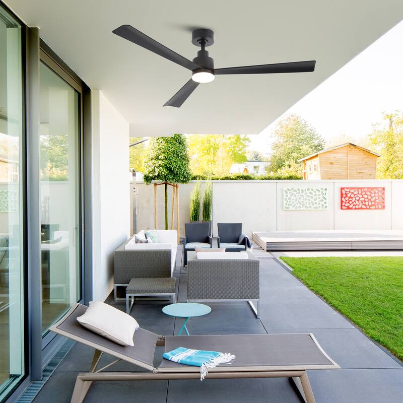 52" Modern Integrated LED Black Ceiling Fan with Light and Remote