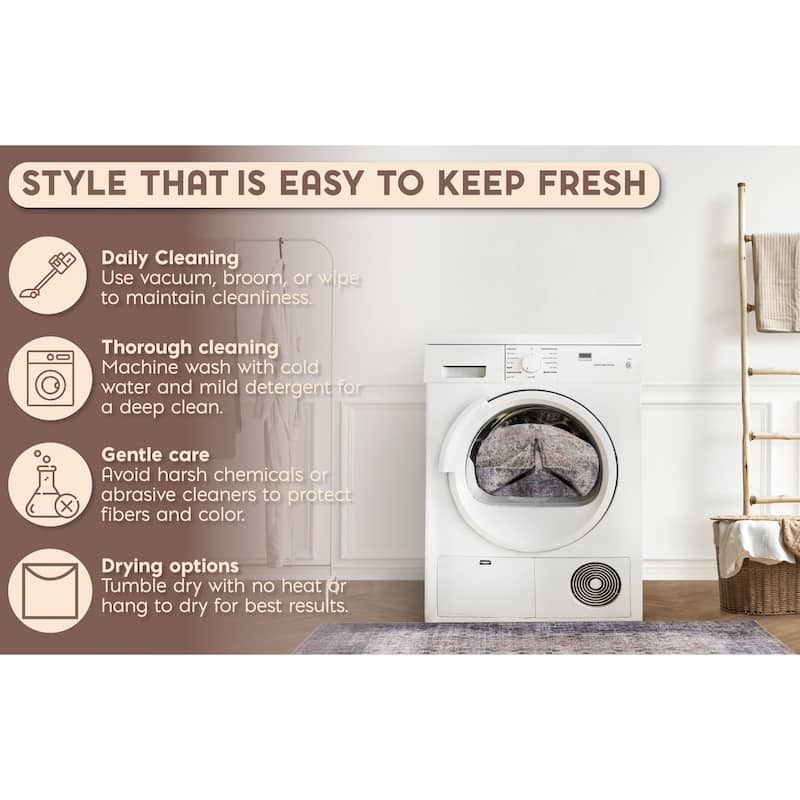 L'Baiet Jasmine Grey Distressed Machine Washable Rug
