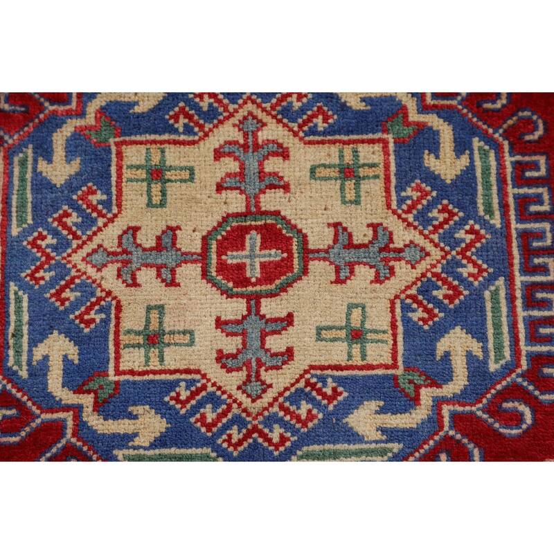 Red Kazak Accent Rug Handmade Wool Carpet - 3'4" x 4'8"