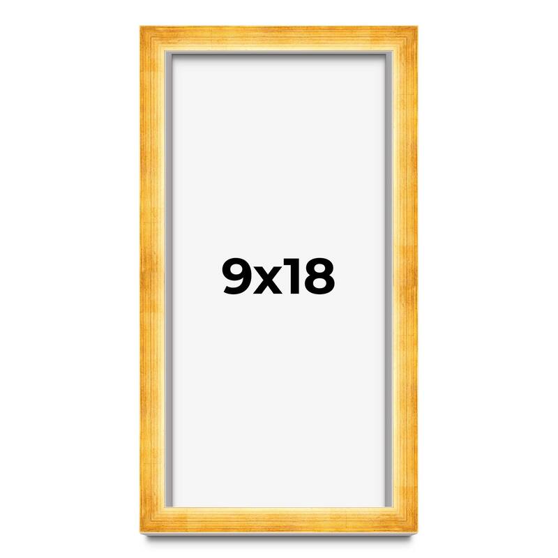 9x18 Shadow Box Frame Gold | 1.625 Inches Deep Real Wood Traditional