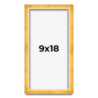 9x18 Shadow Box Frame Gold | 1.625 Inches Deep Real Wood Traditional