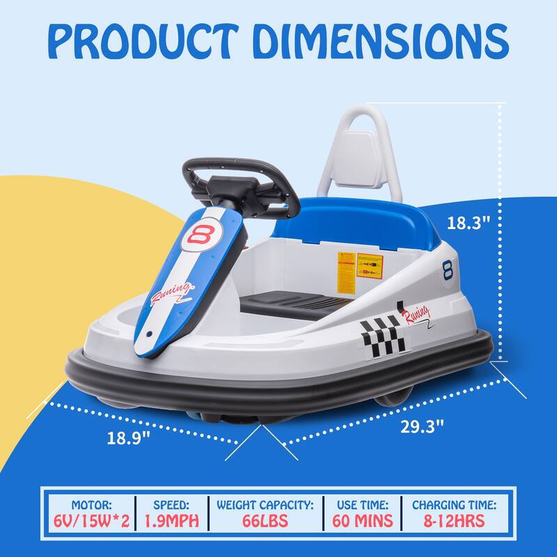 Kids Bumper Car, 6V Ride on Toys Electric Vehicle for Best Kids Gift, Red