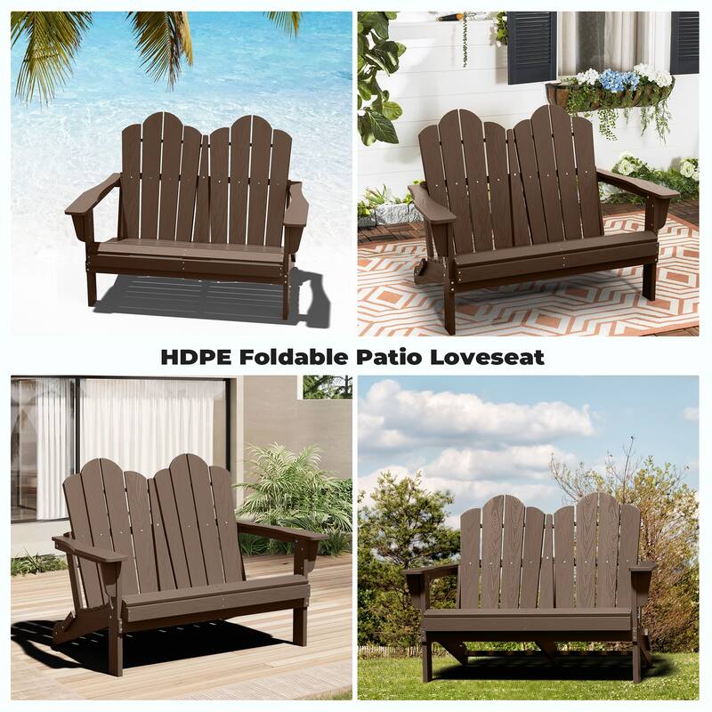 Outdoor HDPE Foldable Patio Loveseat