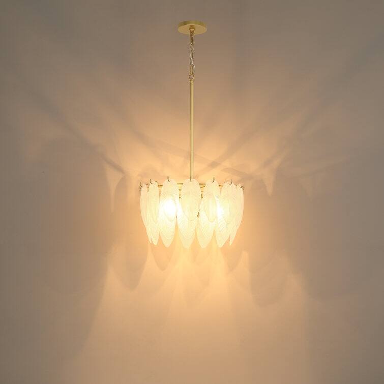 Acroma 4 - Lights Elegant Leaf-Inspired Glass Chandelier
