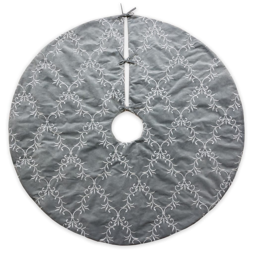 Homey Cozy Velvet Embroidered Christmas Tree Skirt