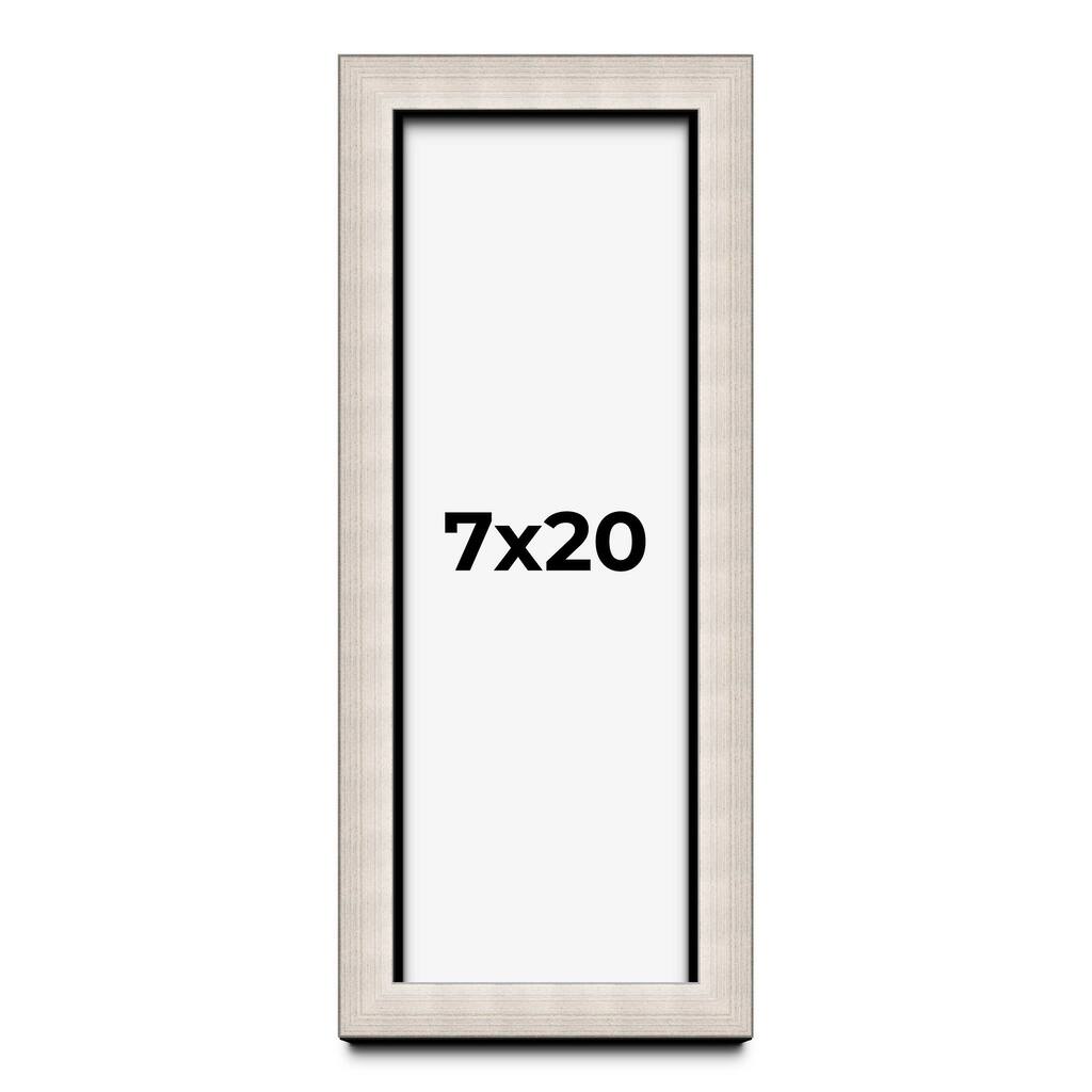 7x20 Shadow Box Frame Silver Real Wood Contemporary Shadowbox Display Frame UV Acrylic Front Acid Free Backing and Hardware