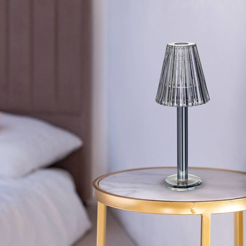 12 Inch Crystal Glass Candle Lamp with Stylish Glass Shade for Decor