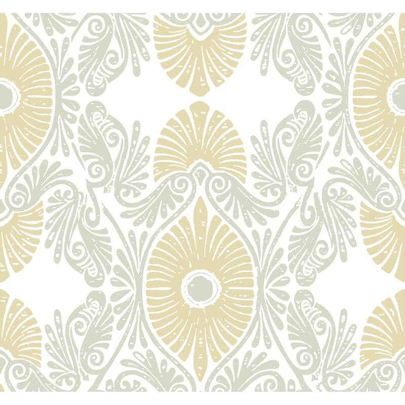 A-Street Prints Villa Light Yellow Embellished Ogee Wallpaper