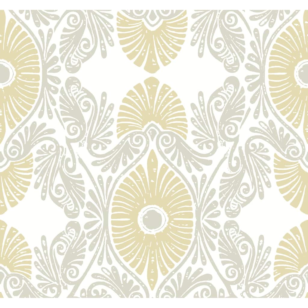A-Street Prints Villa Light Yellow Embellished Ogee Wallpaper