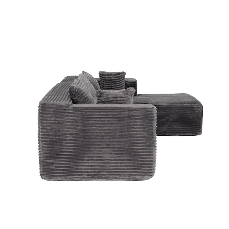 Black L-Shaped Compressed Foam Sofa – Ready-to-Use Sectional Couch with Chaise