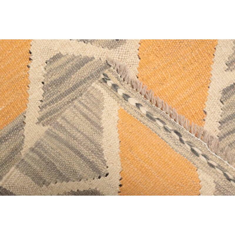 Hand Woven Oriental 100% Wool Carpet Southwestern Tribal Greys & Charcoal Kilim Area Rug - 4' 10'' X 3' 3''