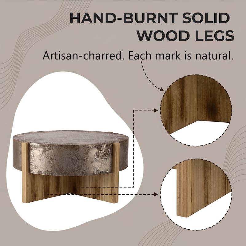 Christopher Knight Home - Rustic Wooden Coffee Table with Burnt Wood Legs