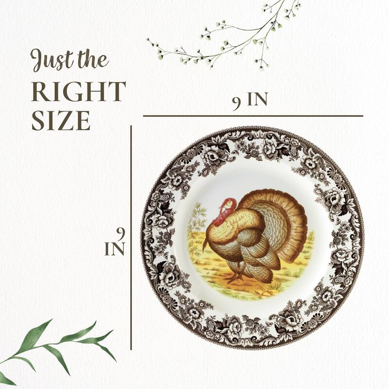 Spode Woodland Set of 4 Turkey Soup Plates - 9 inch