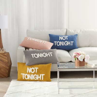 Mina Victory Life Styles Textured Words Reversible Tonight or Not Tonight Throw Pillow 14" x 24"