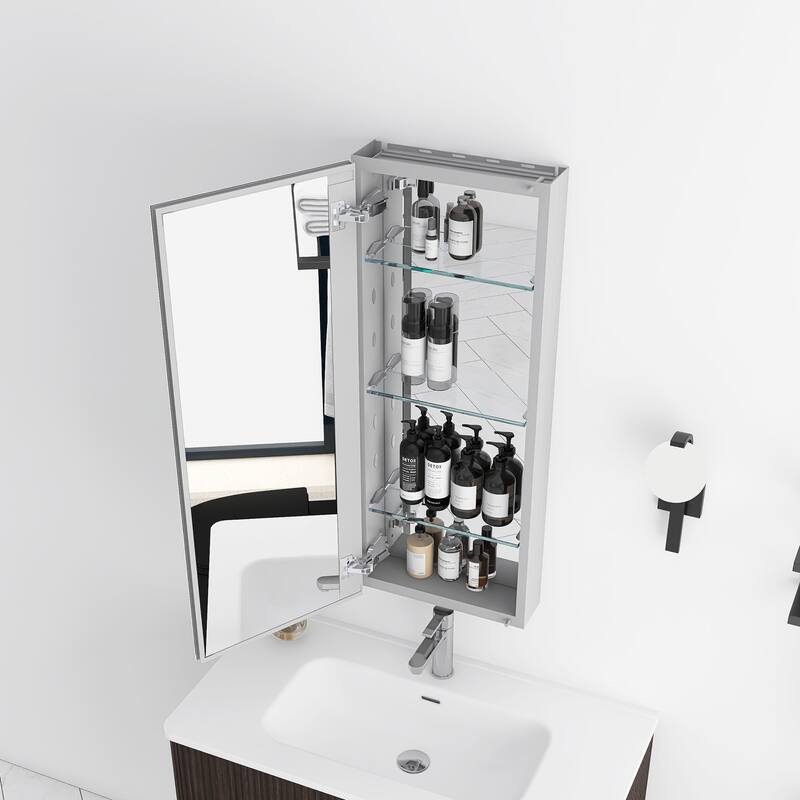 Rectangular Aluminum Medicine Cabinet with Mirror