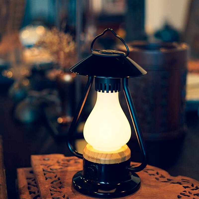 Kibun by Bulbrite Bonfire Cordless LED Outdoor Table Lamp + Dimmer Built-in Rechargeable Battery 3-Level Brightness + Power Bank