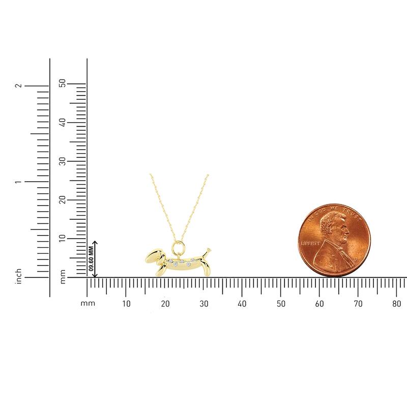 1/20ct Diamond Dachshund Dog Pendant Necklace in Gold Plated Silver for Women