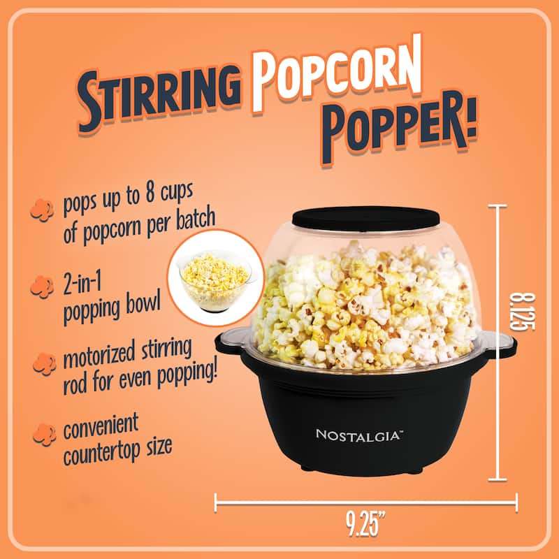 Nostalgia 2 QT Stainless Steel Stirring Popcorn Popper