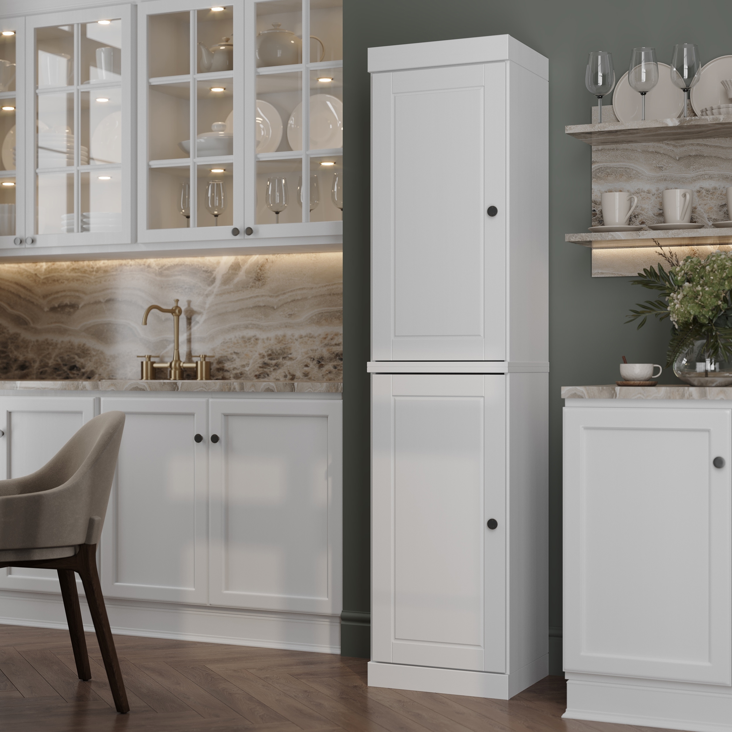 Palace Imports 100% Solid Wood Tall Narrow Raised Panel Pantry Cabinet, 16.5" W x 71.5" H