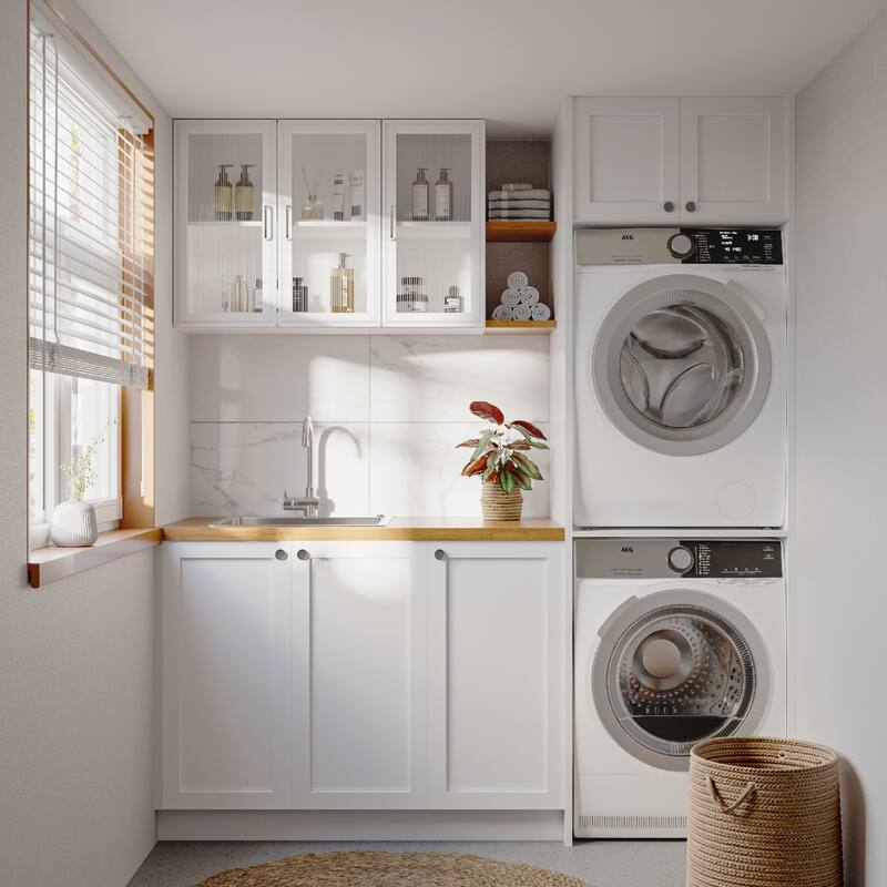 Versatile Wall-Mounted Cabinet with Glass Doors & Storage Shelf