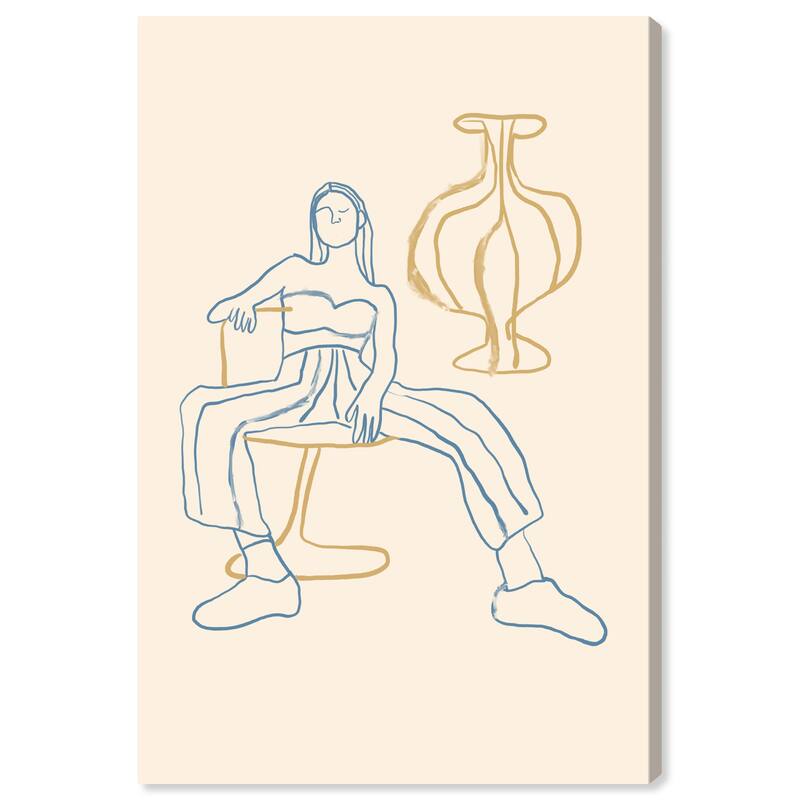 Wynwood Studio Canvas Fashion and Glam Remembrance Blue and Ochre Modern & Contemporary Wall Art Canvas Print