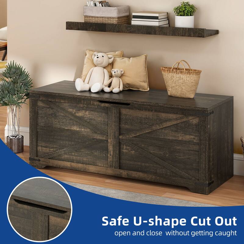 Moasis Farmhouse Storage Chest Storage Bench with 2 Safety Hinges