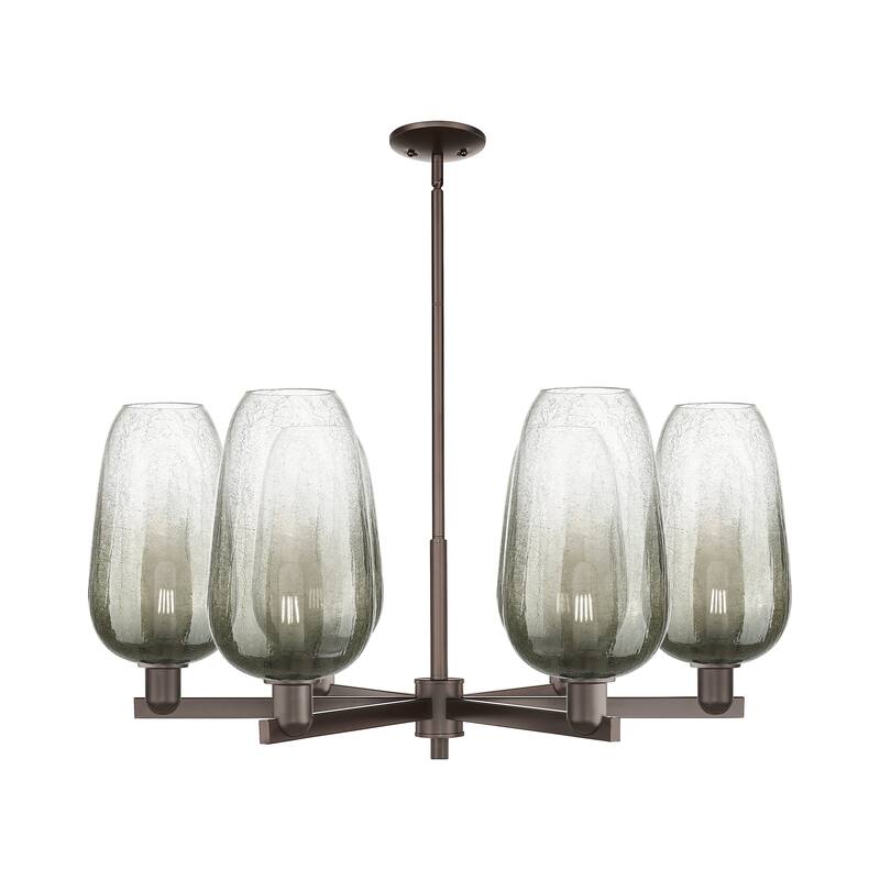 Innovations Lighting Downtown Urban - Brookhaven Flute - 6 Light 24" Stem Hung Chandelier - Slate/Oil Rubbed Bronze