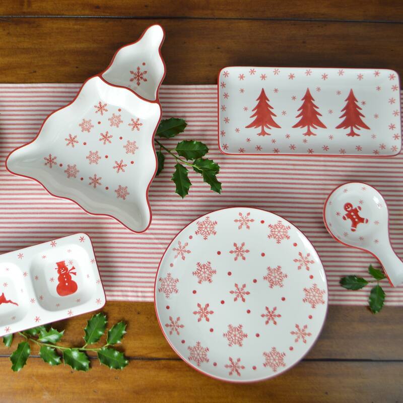 Euro Ceramica Winterfest 5 Piece Cream and Sugar Accessory Set