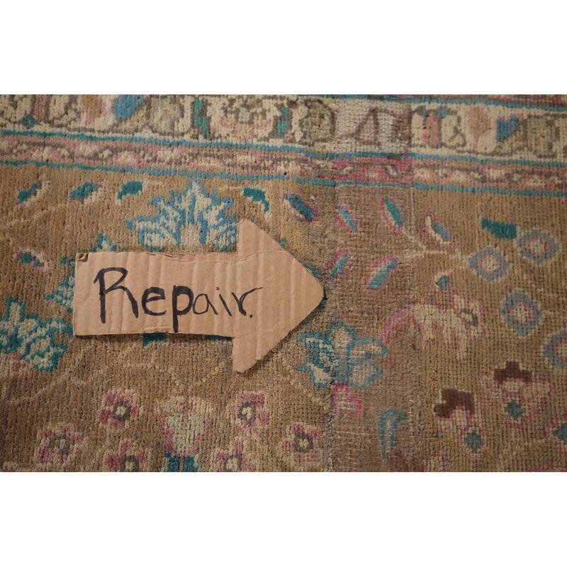 Light Brown Tabriz Persian Vintage Area Rug Handmade Wool Carpet - 6'7"x 9'7"
