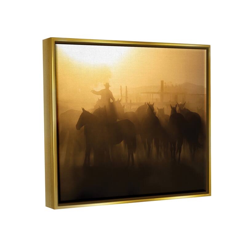 Stupell Western Cowboy at Dusk Framed Floater Canvas Wall Art Design by PBurchettePhoto