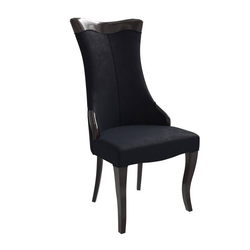 Dining Chair with Leather/Velvet Seat in Rubberwood Novara Series by LeisureMod - Velvet Black
