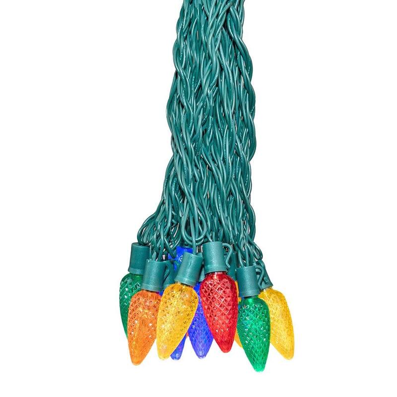 25 Foot C9 LED Outdoor Christmas String Light Set, Green Wire - Multi